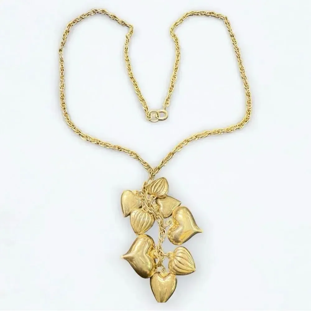Gold Tone Necklace with Heart Charms